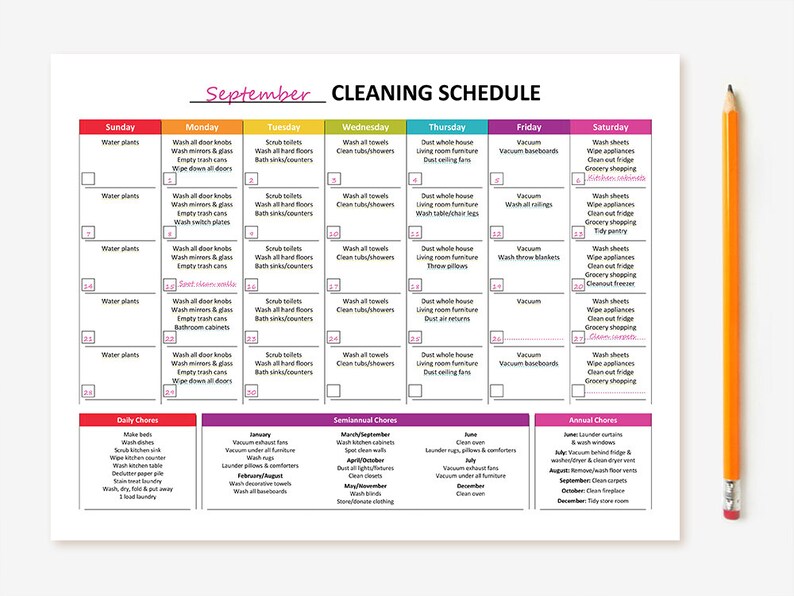 Printable Cleaning Schedule & Master House Cleaning List Package image 2