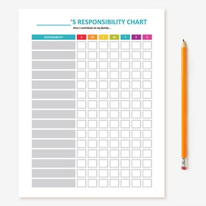 Printable Kid's Chore Chart Editable Child Responsibility Chart, Behavior Chart, Reward Chart, Job Chart, Tasks Chart for Children, DIY image 2