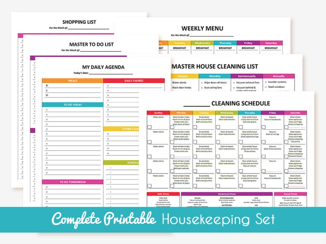 Complete Printable Housekeeping Set - Editable; Home Management ...