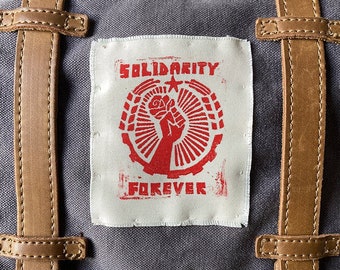 Solidarity Forever (Handmade Linocut Socialist Patch - Socialist Sticker - Socialist Print - Riso Print)