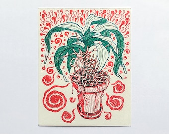 Echoes (Riso Plant Prints - Riso Succulent Print - Riso Orchid Print- Plant Drawings Art Prints)