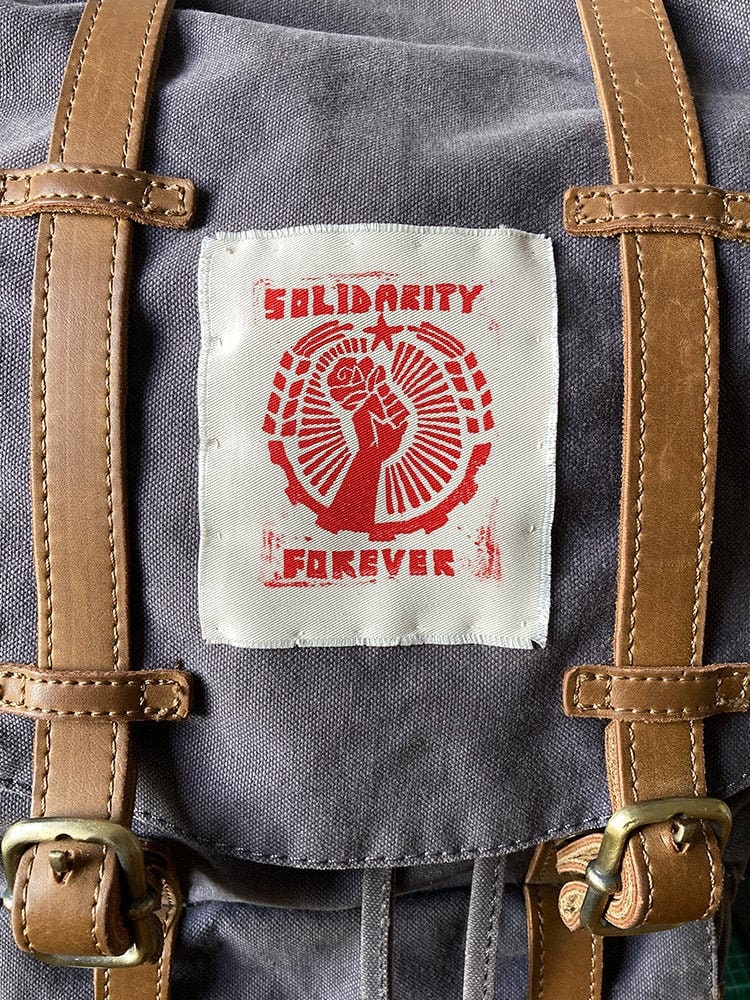 Solidarity Forever (Handmade Linocut Socialist Patch - Socialist Sticker - Socialist Print - Riso Print)