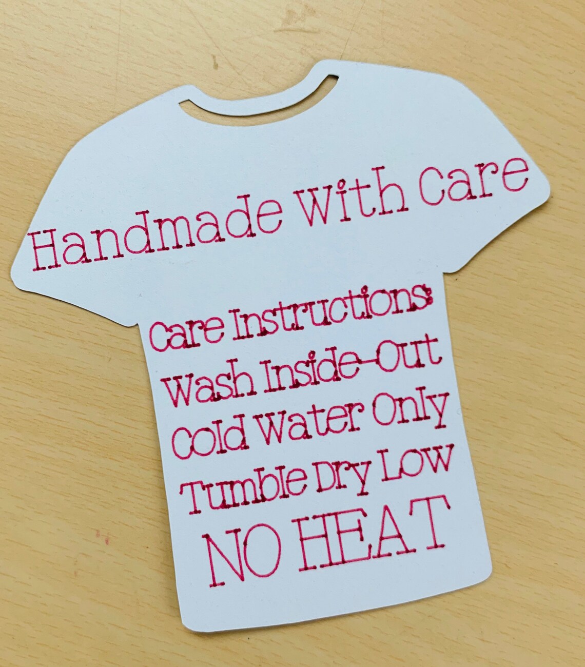 TShirt Care Card Gift Tag for Custom Shirt Etsy