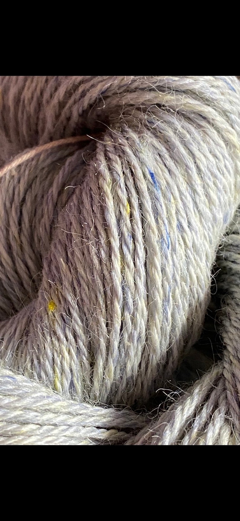 Alpaca with Midnight Blue & Yellow Mulberry Silks Fingering Yarn image 1