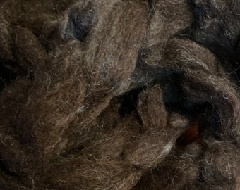 Natural Dark Shetland Wool Roving with Silk ***7.5 ounces***