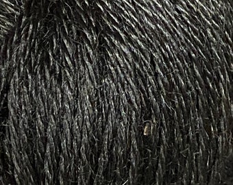 Jet Black Alpaca Bamboo Yarn - 3 Ply Fingering Weight