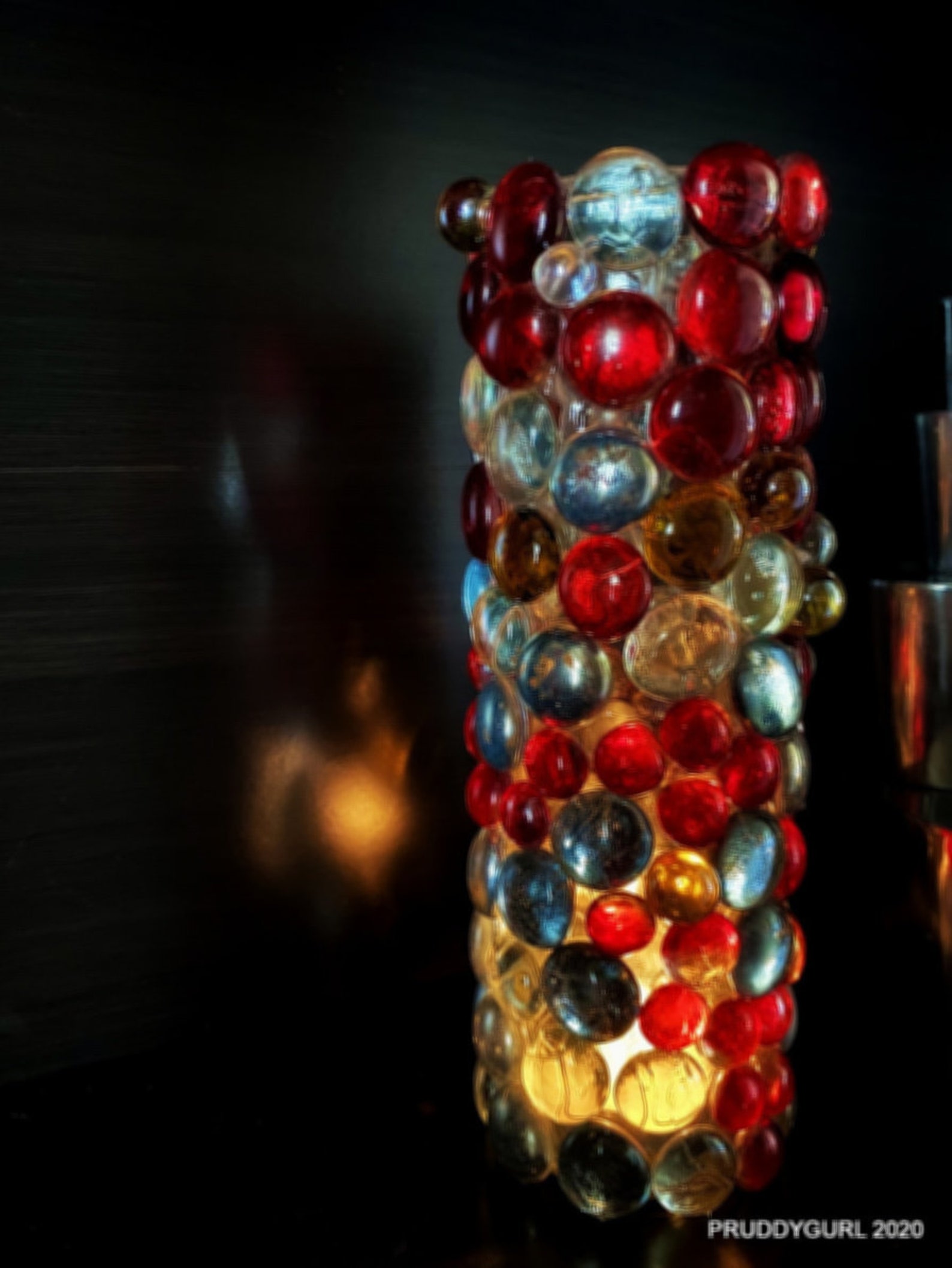 Red and various colour bead vase 8tall and 2.5 Etsy