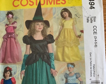 McCall's 5494 CCE Disney Princess Cinderella, Belle, Snow White, Sleeping Beauty, and witch Costume Sewing Pattern
