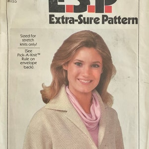 Simplicity 8446 Extra Sure Pattern Vintage 1970s womens unlined jacket sewing pattern