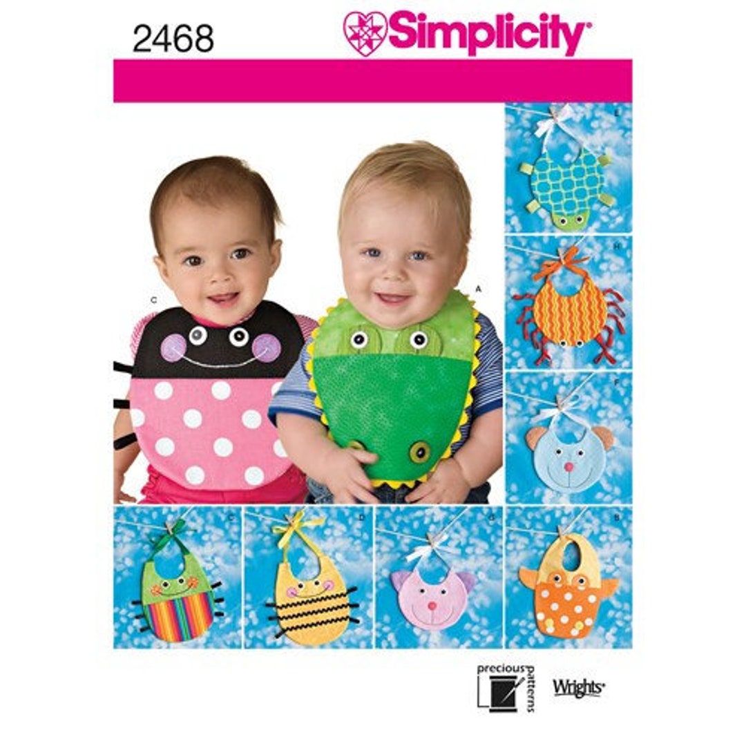 Simplicity 2468 Baby Bib Sewing Pattern Uncut Animal Bib Cat Bear ...