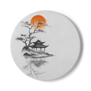 Elegant Asian-Inspired Ceramic Coaster Set, Japanese Decor, Modern Home Gift, Tea Lover Gift, Zen Coaster