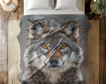 Majestic Gray Wolf Flannel Fleece Blanket – Cozy Wildlife Throw for Bed, Sofa, or Travel – Soft, Warm & Machine Washable