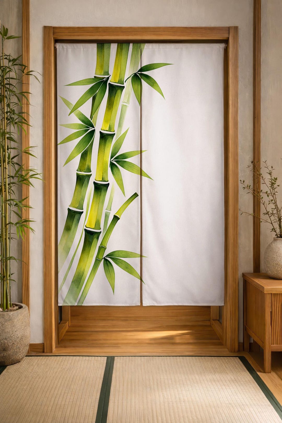 Bamboo Noren Curtain, Japanese Minimalist Door Curtain, Zen Room ...