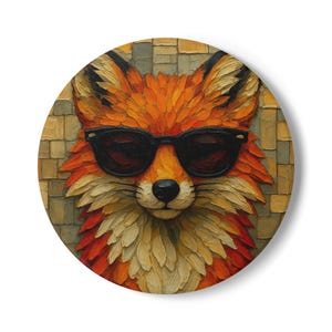 Hipster Fox Ceramic Coaster, Vibrant Home Decor, Animal Lover Gift, Kitchen Accessory, Unique Housewarming Present, Table Protection