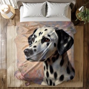 Custom Dalmatian Blanket with Flannel Fleece, Personalized Pet Portrait Throw, Unique Dog Lover Gift, Artistic Home Decor Accent