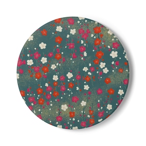 Floral Ceramic Coaster Set, Bohemian Drink Coasters, Home Decor Gift, Vintage Style Coasters, Tea Party Tableware