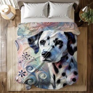 Custom Dalmatian Blanket with Flannel Fleece, Artistic Pet Portrait Design, Personalized Dog Lover Gift, Cozy Throw for Home Decor