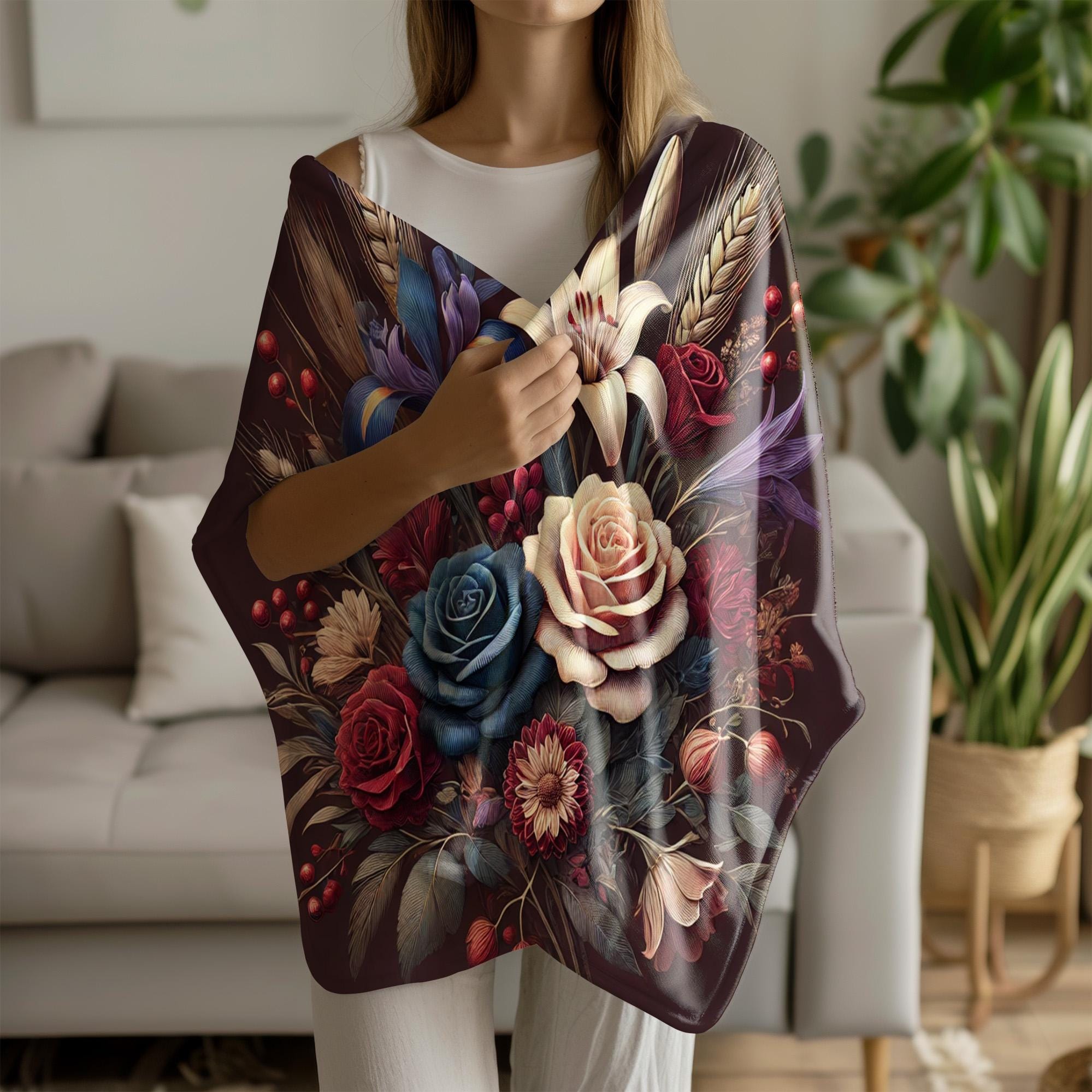 Coperta in pile con rose 3D, decorazione floreale, per bambini, ragazzi