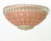1940s Pink Ceiling Bubble Glass Shade, Vintage Glass Bowl Light Cover Fixture, Art Deco Frosted Glass Cover, Bubble Frosted Pink Light Shade