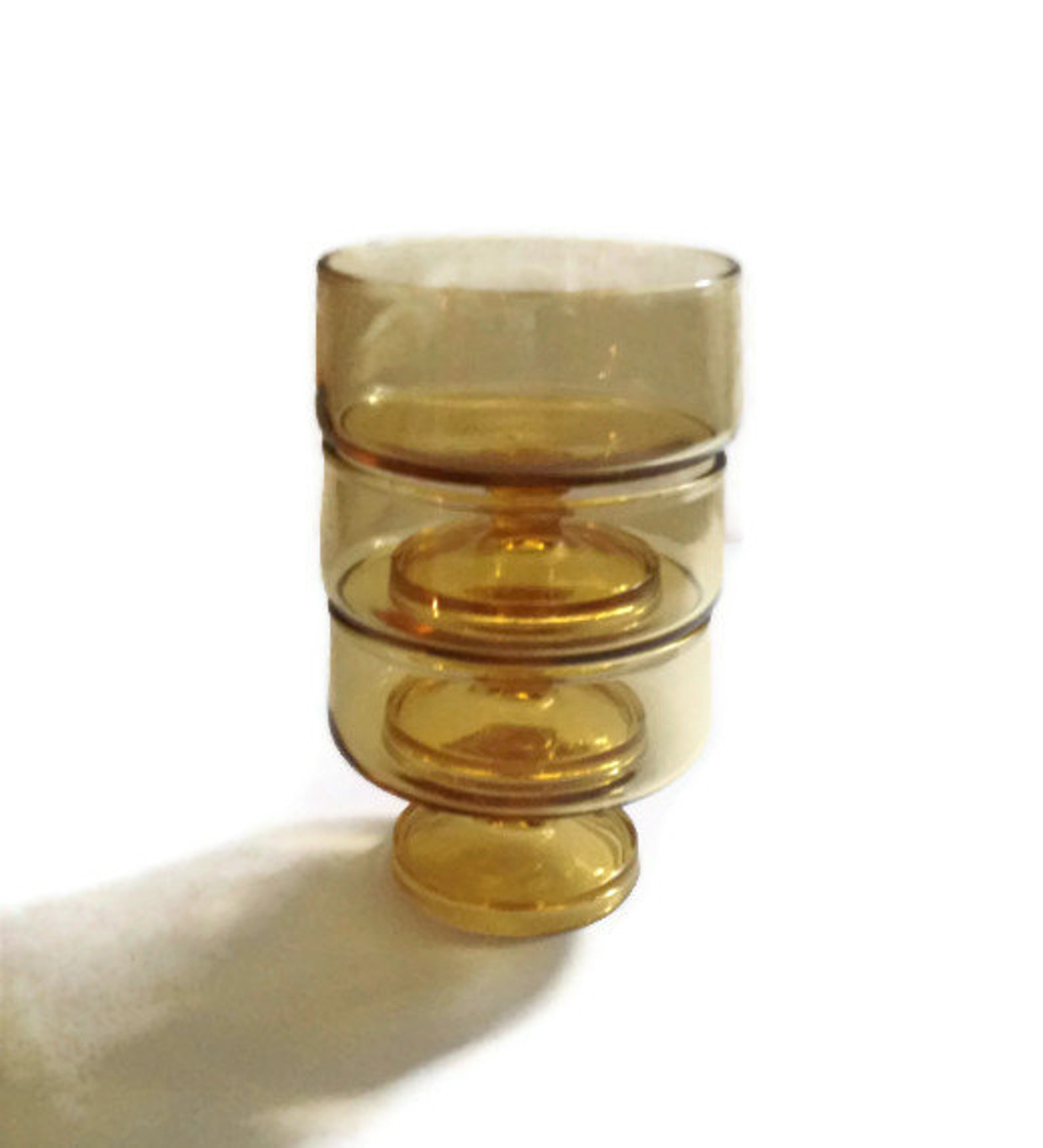 Vintage Amber Stemmed Dessert Glasses Set of 3 Mid Century Etsy