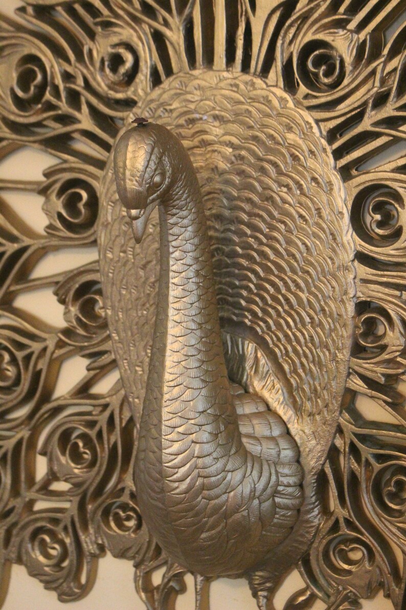 Large Peacock Hollywood Regency Gold Wall Decor 1960's | Etsy
