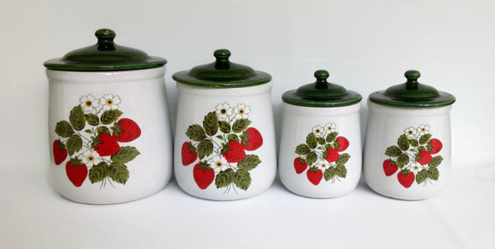 McCoy Strawberry Canisters Vintage Strawberry Ceramic Kitchen Etsy