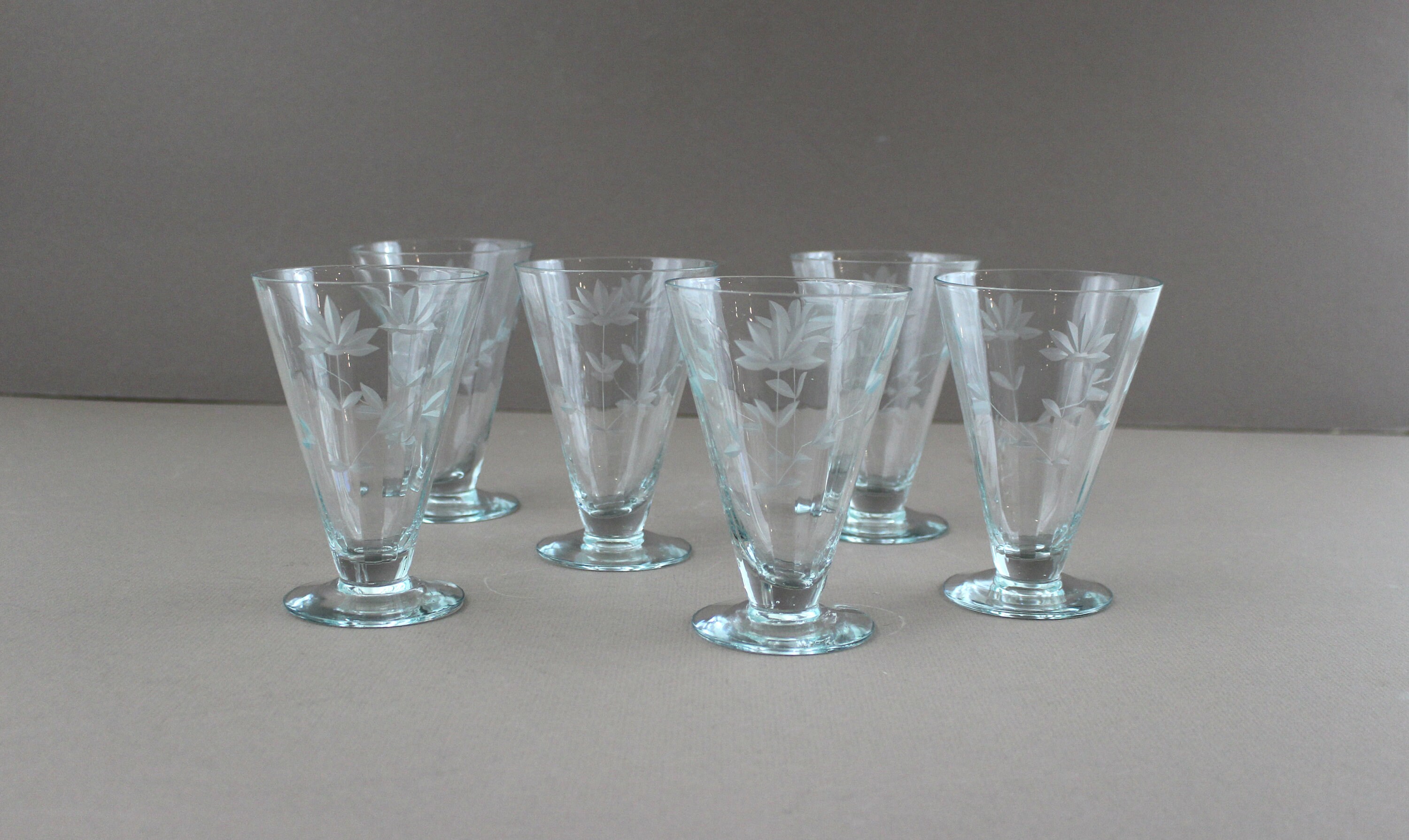 Etched Parfait Dessert Glasses Vintage Set of 6 Cut and Etsy