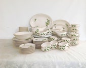 Vintage 98 Piece Ivy Dinnerware Set by Paden City, 1950s China for 12 Place Settings