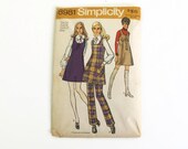 1970s Simplicity 8981 Vintage Printed Sewing Misses Mini Jumper and Pants Pattern Size 14