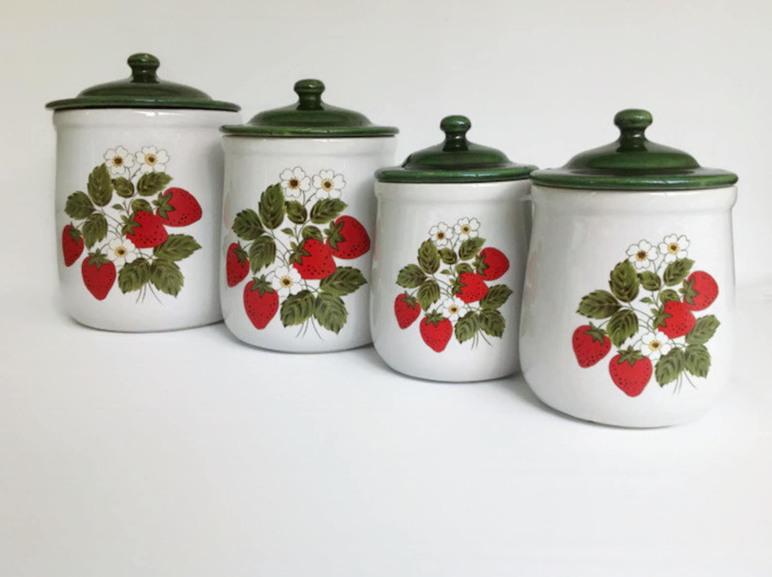 McCoy Strawberry Canisters Vintage Strawberry Ceramic Kitchen Etsy