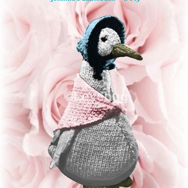 Instant digital download Hand Knitted Pattern Vintage Beatrix Potter Jemima Puddleduck 3 ply PDF enhanced colour A4