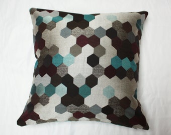 Maxwell Street pillow |  pillow cover | Carnegie pillow cover | Geometric pillow cover | Teal pillow | Hexagon pillow