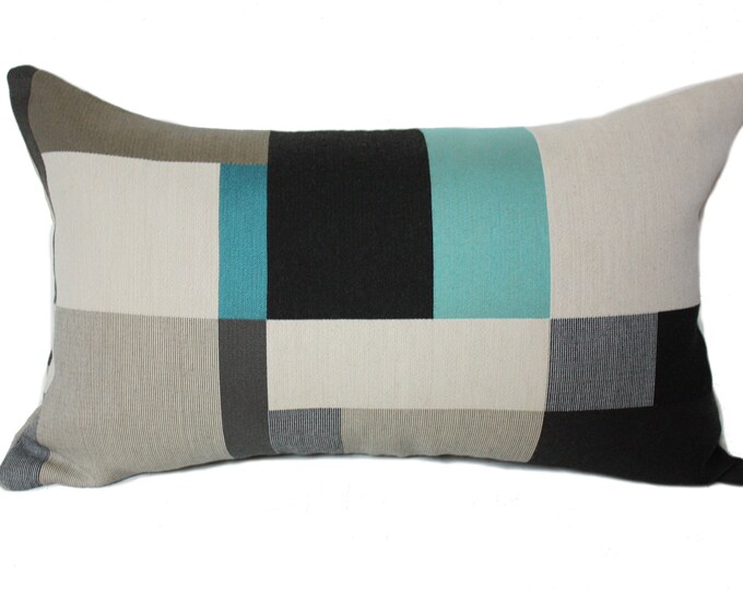 Teal and Beige Pillow Cover Maharam Fabric Pillow Gray Etsy