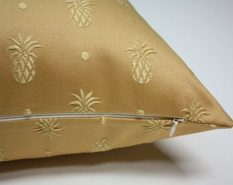 pineapple pillow cover, gold pineapple pillow, yellow pineapple pillow, satin pillow, gold pillow