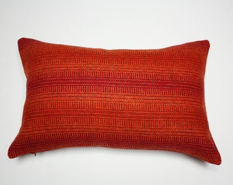 Wool Striae Torch, Torch pillow, red pillow, wool pillow