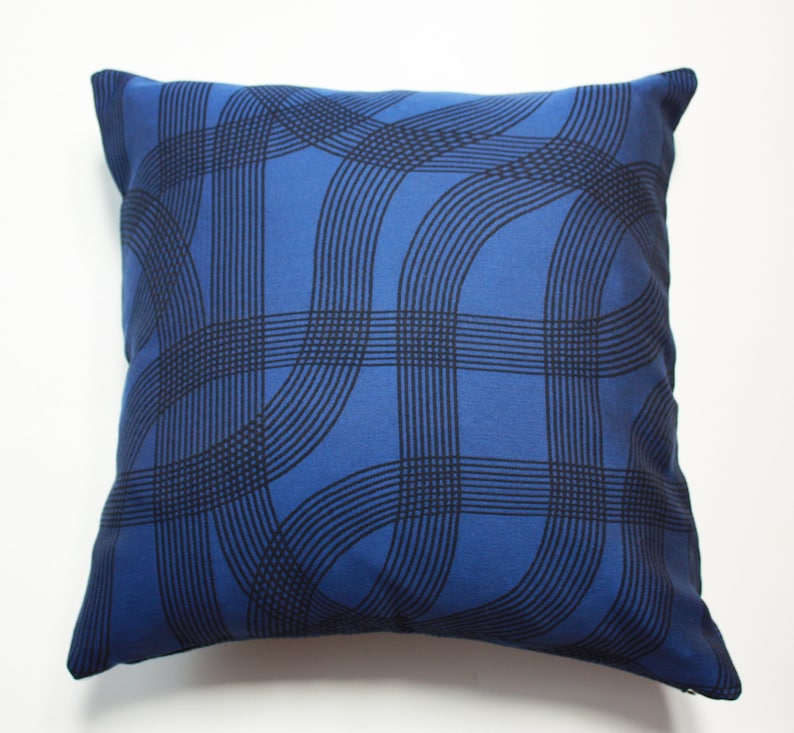 Blue Black Pillow Cover Cobalt Blue Decorative Pillow Cover Etsy