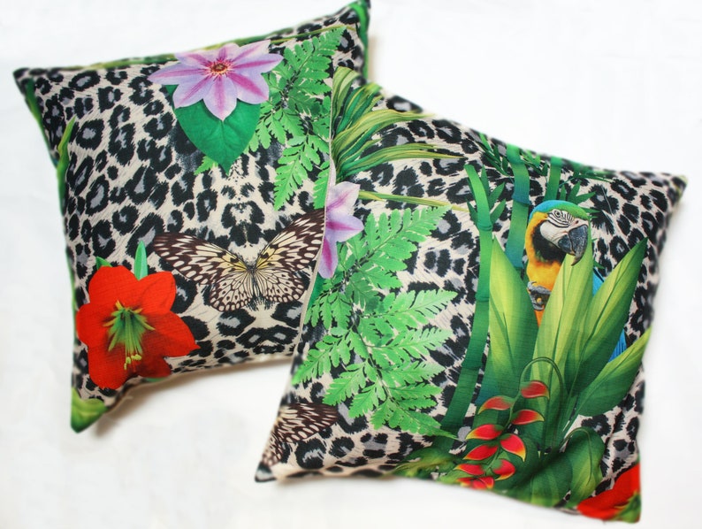 20x20 Tropical Jungle Pillow Cover Amazon Pillow Cover Etsy