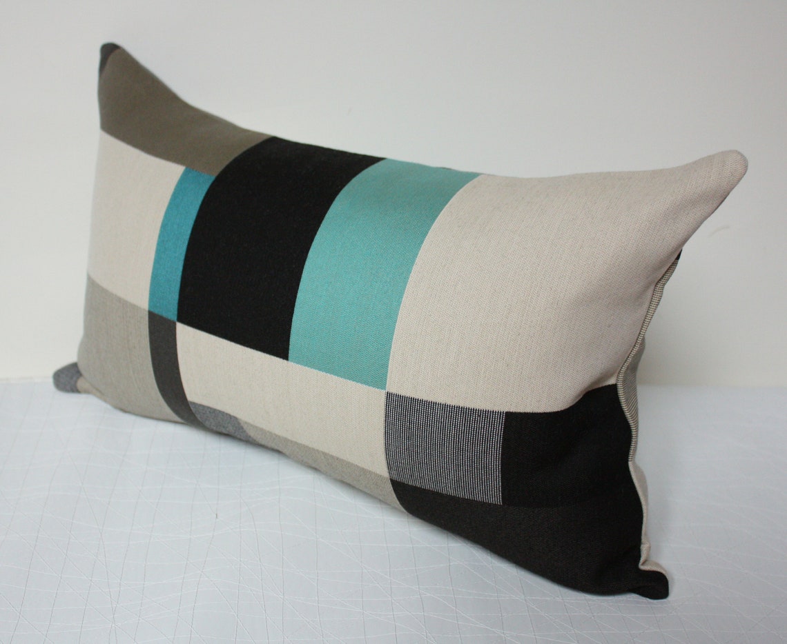 Teal and beige pillow cover Maharam fabric pillow gray Etsy