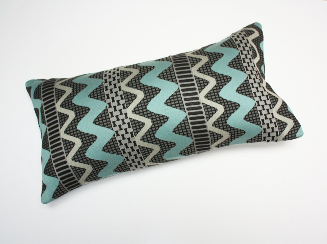 Knoll Kabuki Pillow, Blue and White Pillow Cover, Knoll Fabric, Lumbar