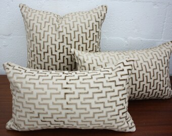 Brentano pillow, Cut velvet pillow cover, pinking sheers pillow cover, velvet pillow, zig zag pillow cover