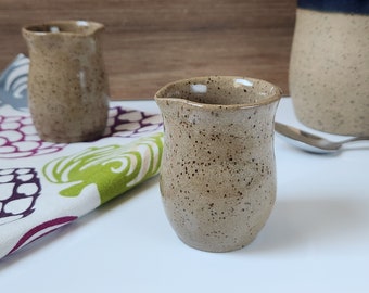 Mini Pitcher Handmade Pottery - 3 ounce - Tiny Creamer in Brown - Speckled Ceramic Pitcher