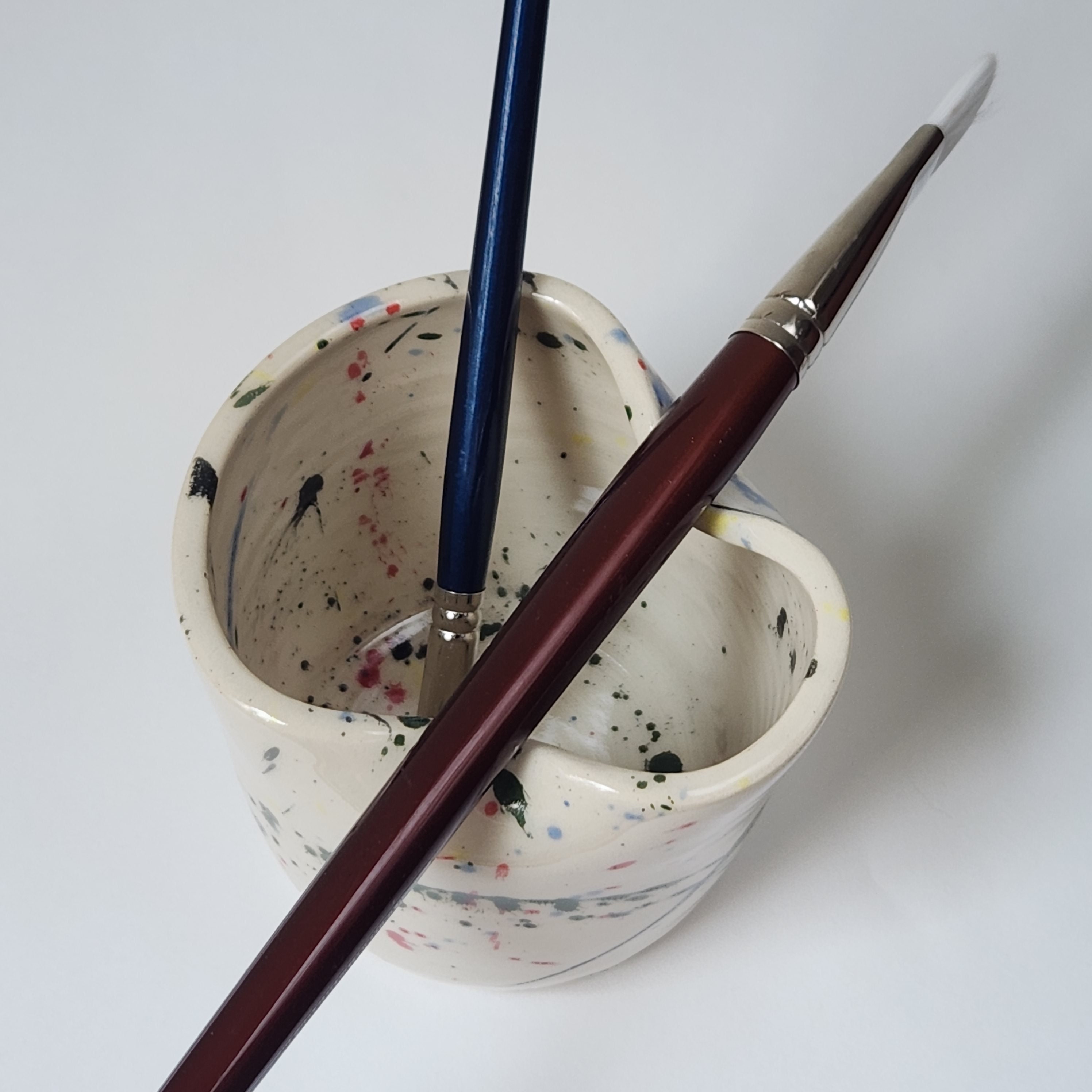 PRE-ORDER Handmade Pottery Paint Water Cup, Colorful Artist Brush Holder,  Ceramic Watercolor Brush Rinse Cup 