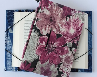 Extra-large (XL) hands free book holder for paperback and hardcover books holds your book open for you, pink floral print