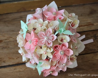 Bouquet de mariée en papier esprit japonais - couleurs personnalisables-