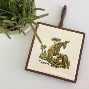 Vintage Australian Kangaroo Ceramic Tile Trivet - Len Nicholson Studios