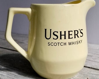 Usher's Scotch Whisky Pitcher w/ Ice Lip . Vintage