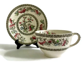 Vintage Johnson Bros Tea Cup and Saucer – Indian Tree Pattern
