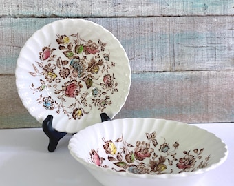 Vintage Johnson Brothers Soup/Cereal Bowls – Staffordshire Bouquet, Set of 2