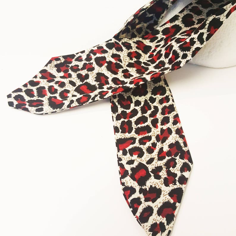 Red Leopard Print Cotton Hair Scarf, Pin-up Style Headband, Animal ...