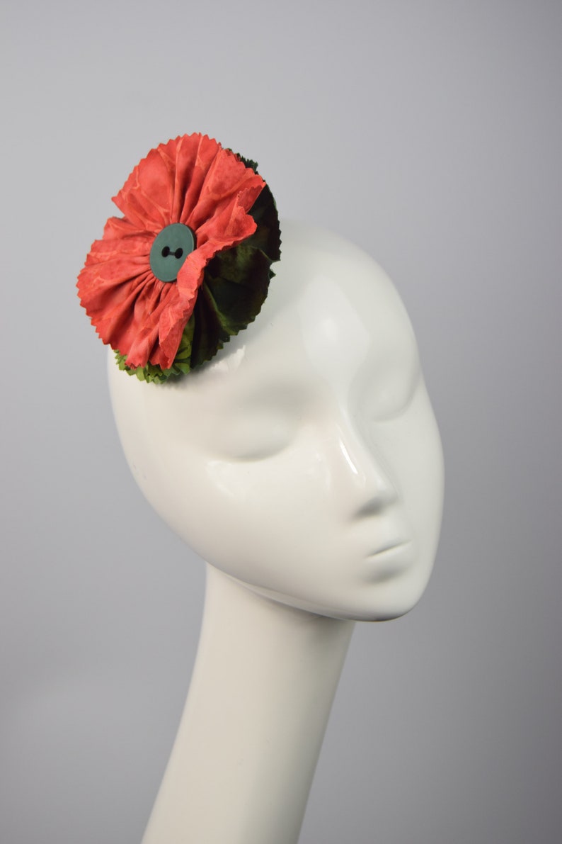 Cloth Rosette Hair Rosette Ethnic Hairclip Orange Batik Cloth Hair Flower Cloth Fascinator Ethnic Print Flower Button Flower